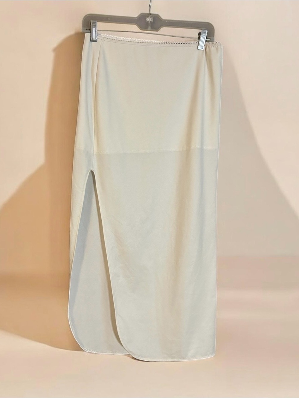 David's Bridal Style 7218 White Long Half Slip Skirt Side Slit Bridal Lining L